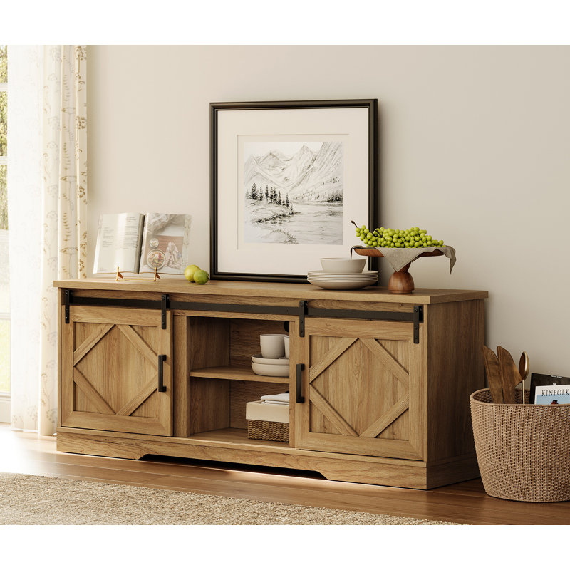 Laziza Farmhouse TV Stand for TVs up to 75", Vintage Oak