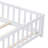 Full Size Floor Platform Bed With Fence And Door For Kids, Montessori Floor Bed Frame With Support Slats For Toddlers, Wooden Floor Bed-353269352