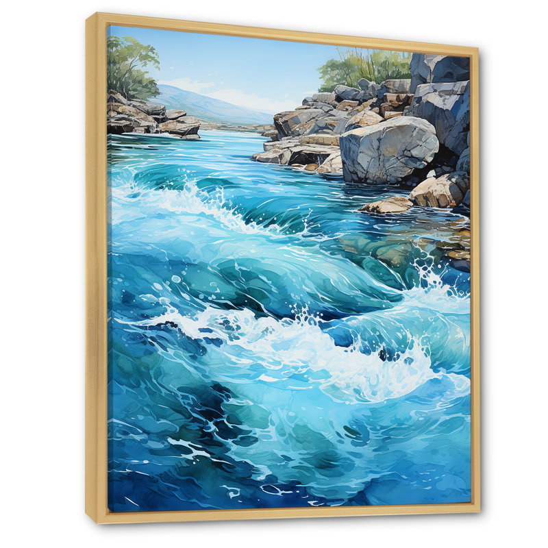 «River Flowing Waters», art mural sur toile, H 40 po x l 30 po x P 1,5 po, Cadre naturel flottant