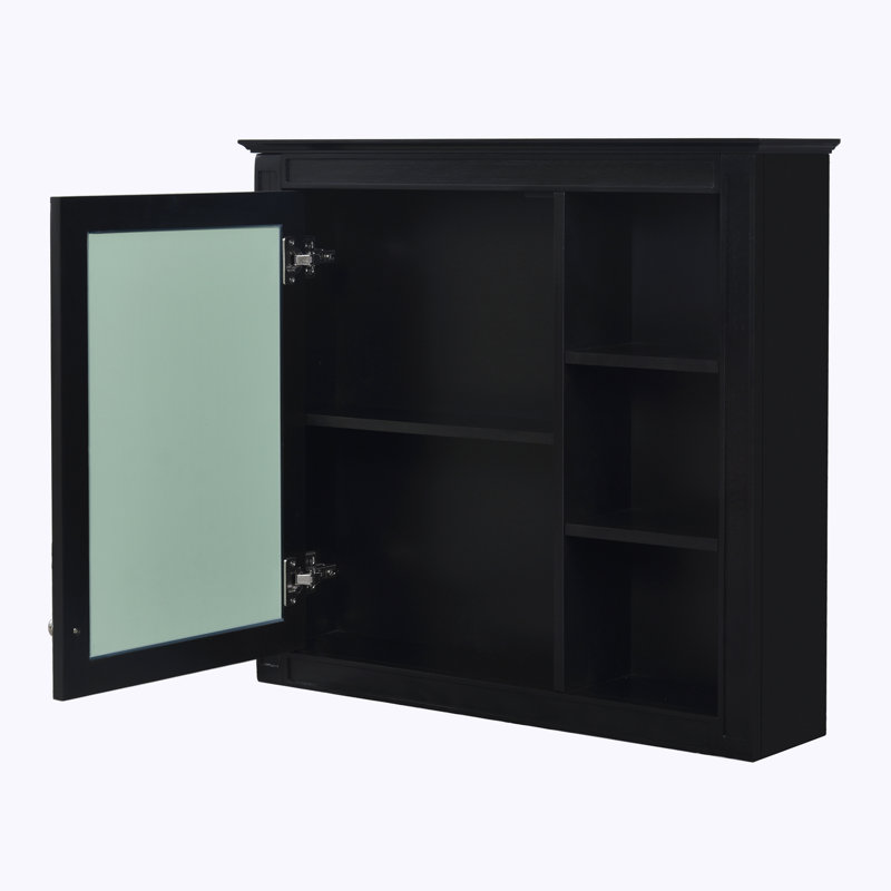 Armoire de rangement à pharmacie avec miroir, Noir