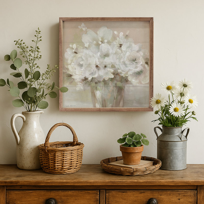 «Tender White Blooms 1» par Carol Robinson, H 4 po x l 4 po