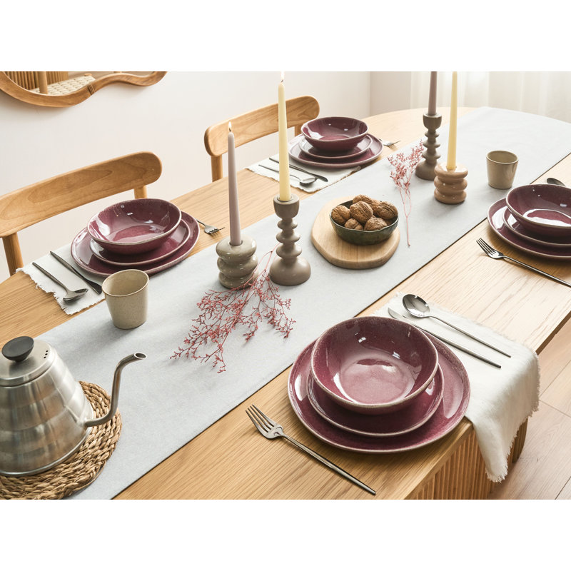 Handmade Stoneware Dinnerware - Service for 4, Burgundy