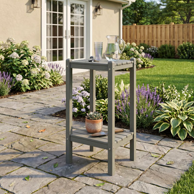 HDPE Outdoor Side Table | Low-Maintenance, All-Weather & Double-Tier Storage