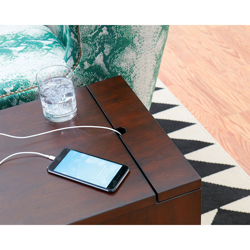 Ajai 3 Drawer End Table with Storage and Built-In Outlet -Espresso finish