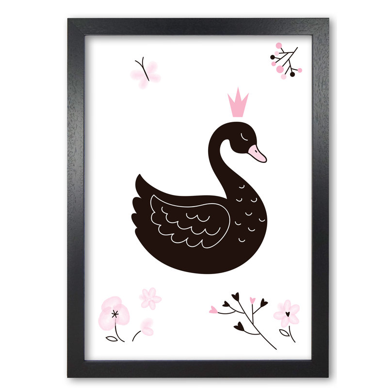 Black Swan - Painting, Black Grain Frame, 85 cm H x 60 cm W x 5 cm D