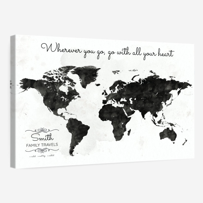 Carte du monde personnalisée «All Your Heart», H 26 po x l 39 po, Oui
