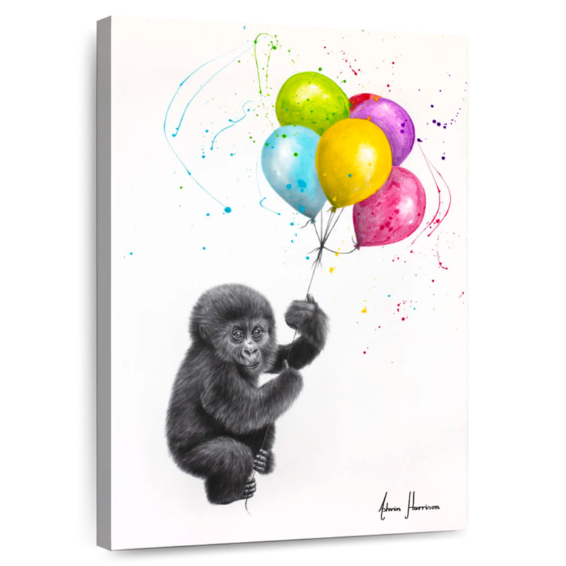 Bébé gorille et les ballons Brampt, H 48 po x l 32 po