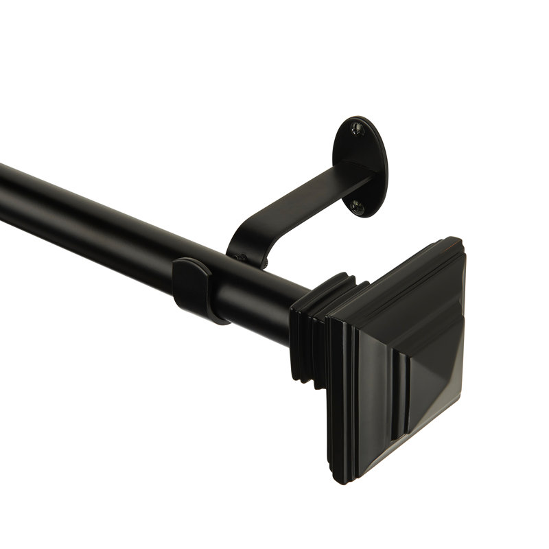 Tringle à rideaux simple Brenton avec faîteau carré empilé, Noir antique, 48"-86"
