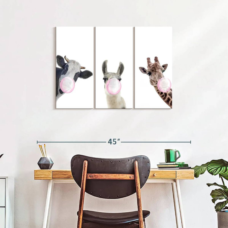 Silly Bubble Gum Animaux 3 pièces, H 24 po x l 38 po x P 1,25 po