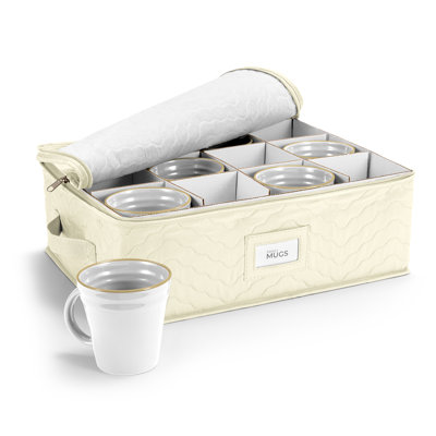 12-Mug Quilted Stemware Storage Case with Dividers