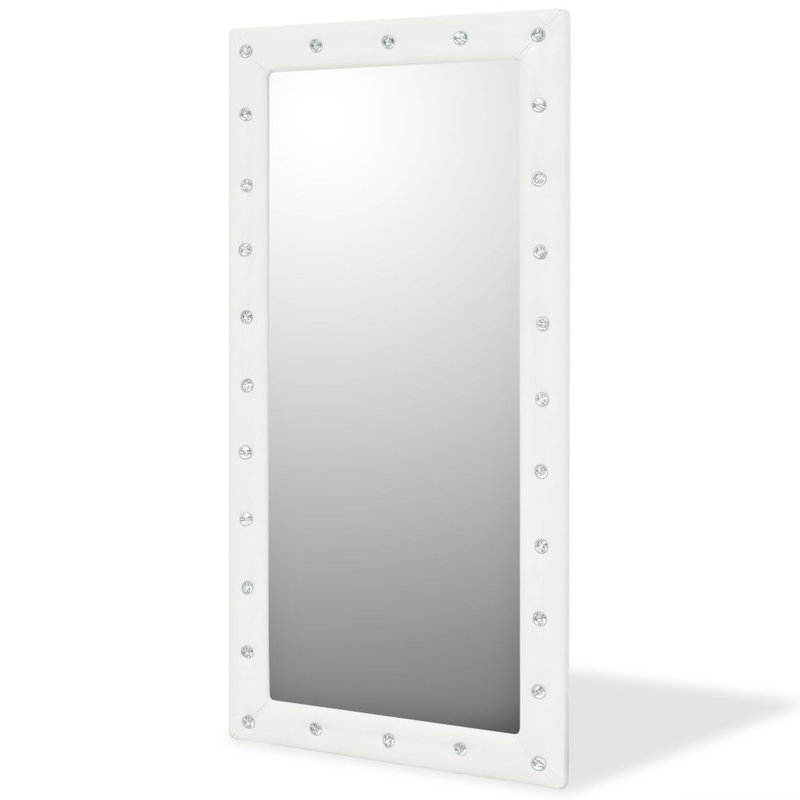 Ortega Faux Leather Flat Full Length Mirror, 120cm H X 50cm W, White