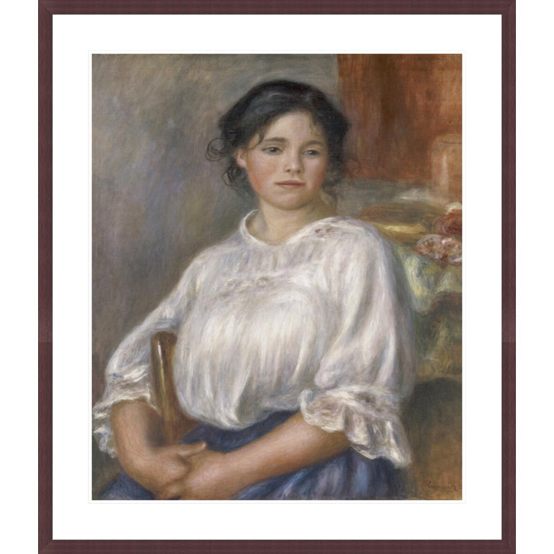 «Jeune fille assise sur une chaise» par Pierre-Auguste Renoir, impression giclée encadrée, H 38,83 po x l 33,5 po