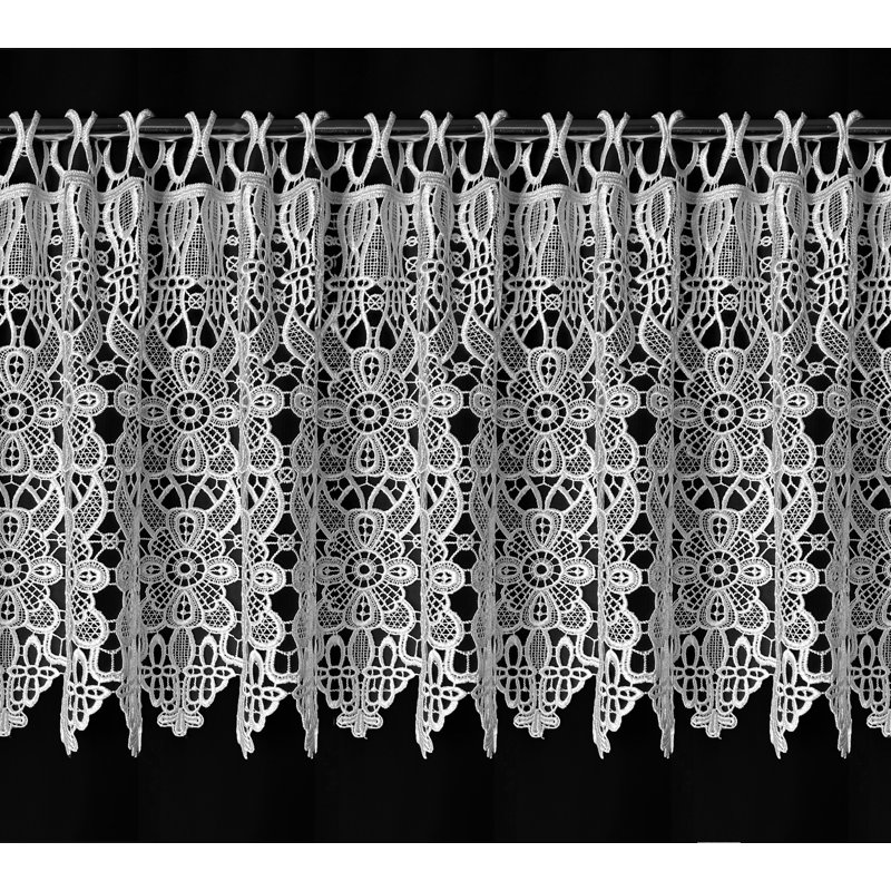 Thelonius Lace Semi Sheer Curtain Single Panel, 200cm Width x 40cm Drop, White