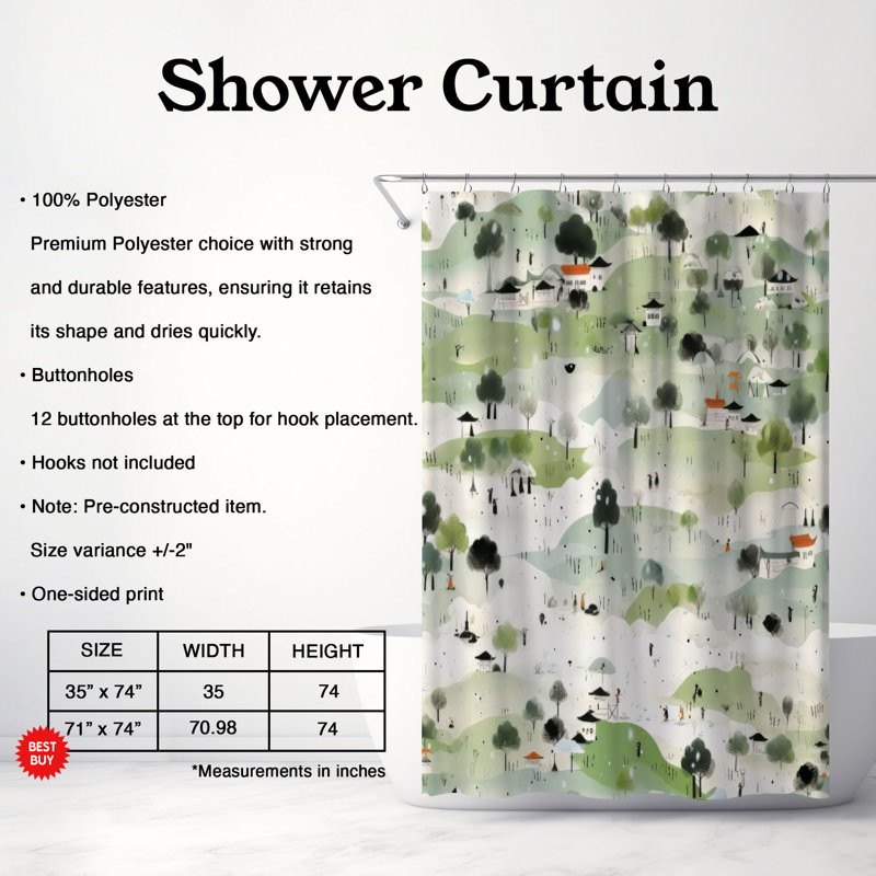 Rainy Tranquility - Premium Shower Curtain, 74"H x 71"W