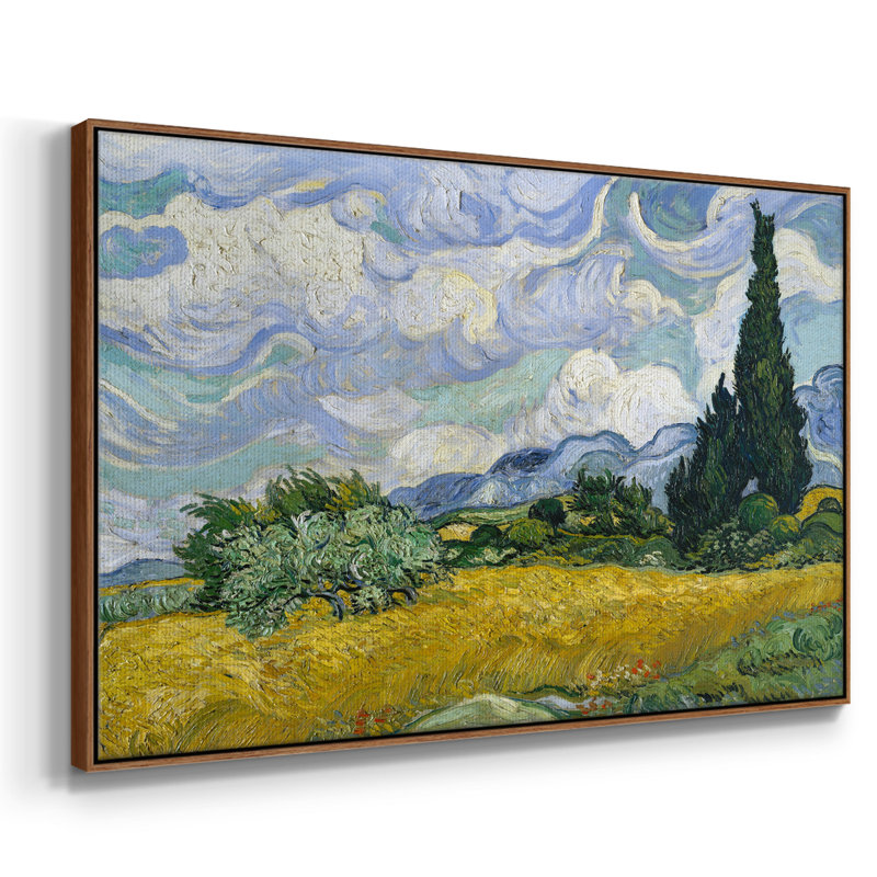 Champ de blé avec cyprès, Noyer, H 17 po x l 25 po x P 2 po