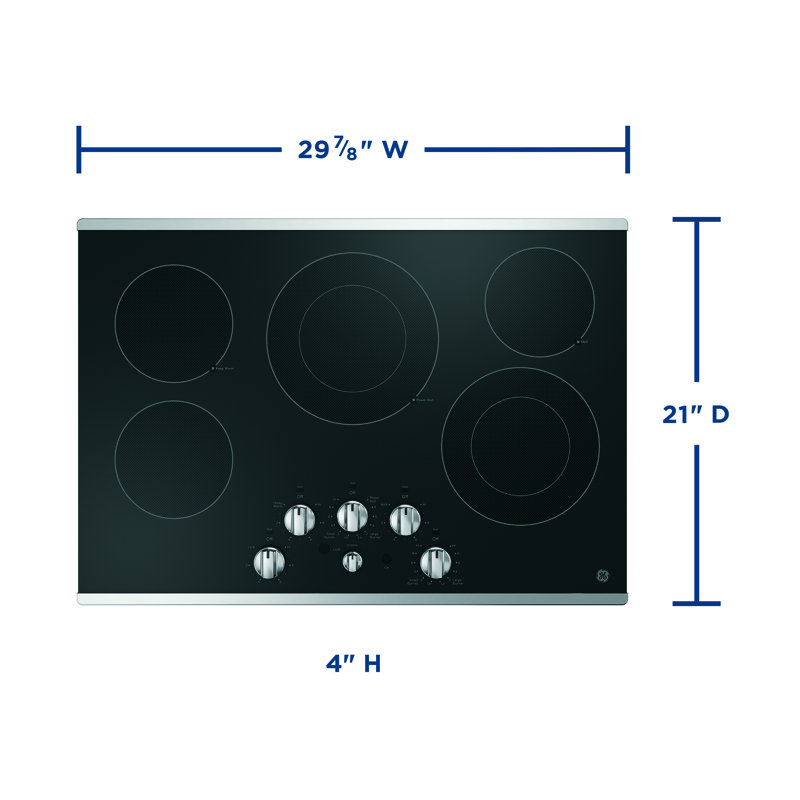 Electric Cooktop with 5 Elements, Stainless Steel