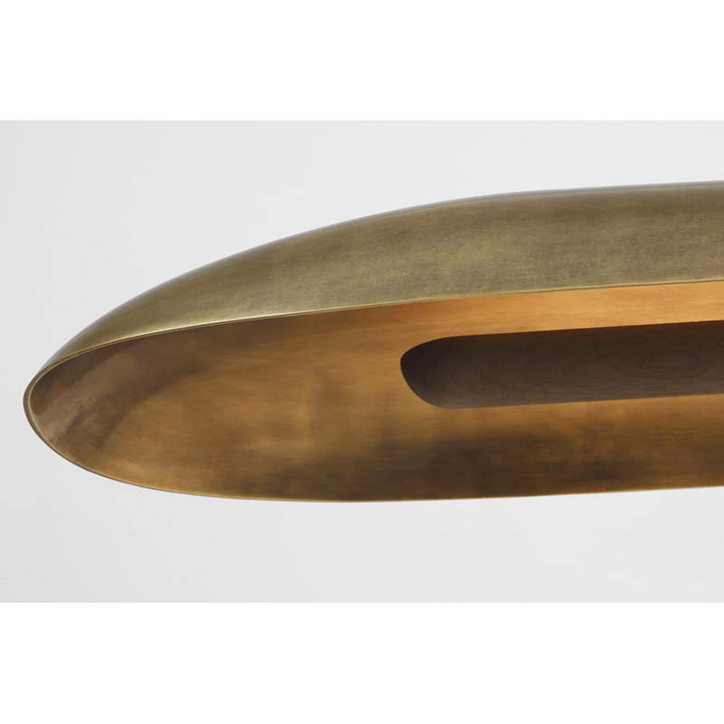 Anne-Marie Barton Remi 60" Linear Pendant, Mottled Brass and Warm Walnut