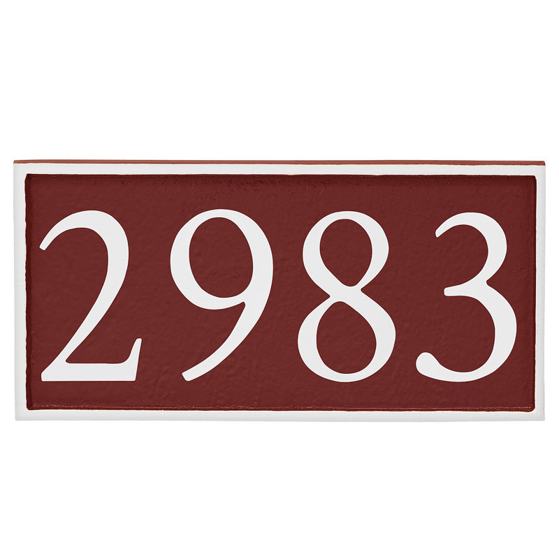 Plaque d'adresse murale 1 ligne Serif, Blanc, Oui, Rouge