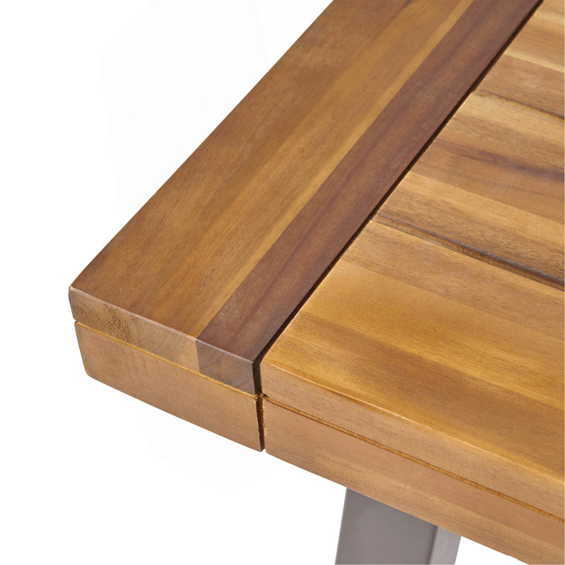 Table de salle à manger d'extérieur, Noir, Teck