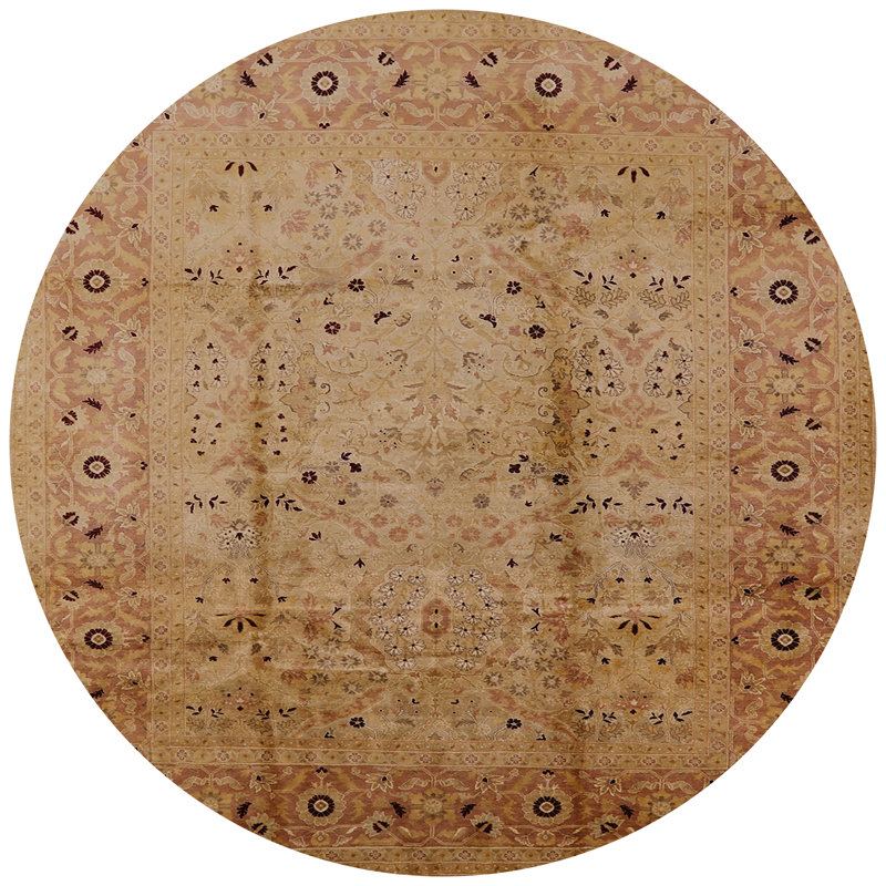 Tapis beige / rouge Bergson, Rond 6 pi
