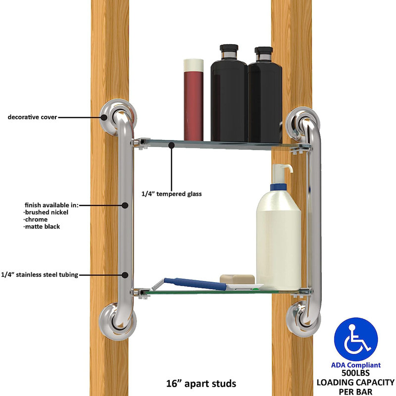 Barre d'appui en acier inoxydable 7,8 po