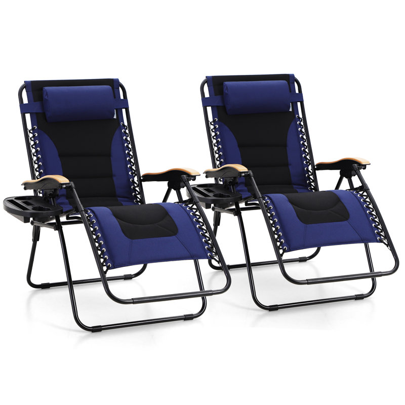Fauteuil surdimensionné inclinable / pliable zéro gravité avec coussin, Bleu