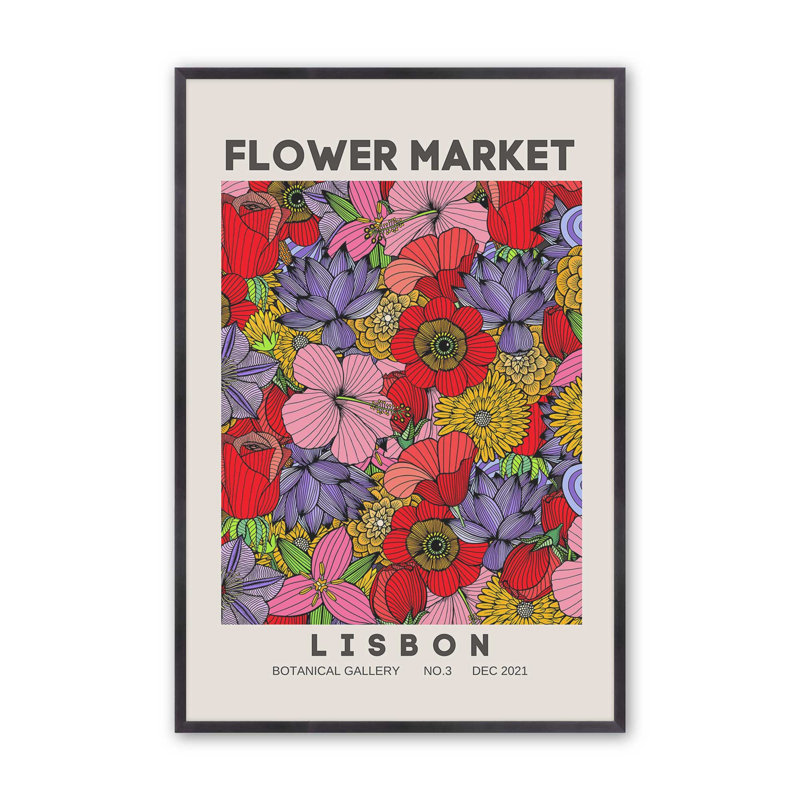 Lisbon in Bloom Print, 15.25" H x 12.25" W, Weathered Zinc