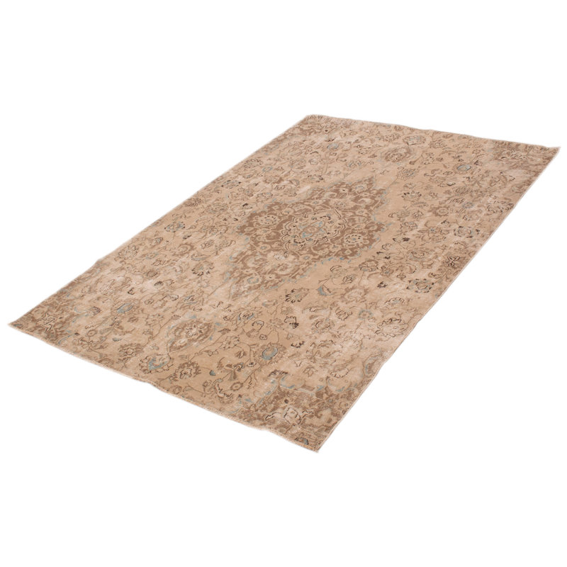 Tapis unique rectangulaire de 6 pi x 8 pi 6 po années 1990 en couleur / ivoire / brun foncé Aalisa