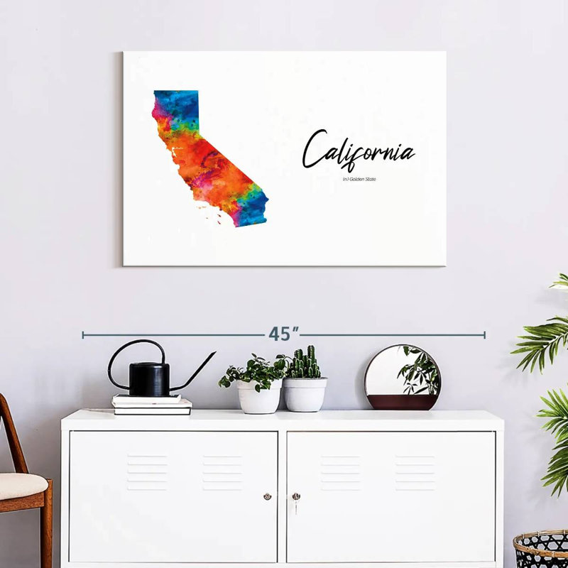 Aliaz Golden State California Map, 24" H x 36" W