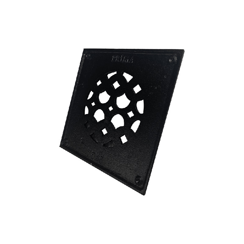 Couvercle d'évent en fonte d'aluminium, plaque carrée, gril rond, VR100, sans rebord arrière, L 4 po x l 4 po x H 4 po, Noir