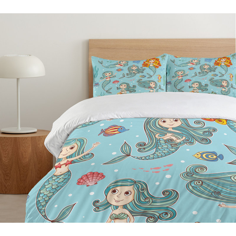 Ensemble de housse de couette Mermaid, Housse de couette pour très grand lit et 2 très 
