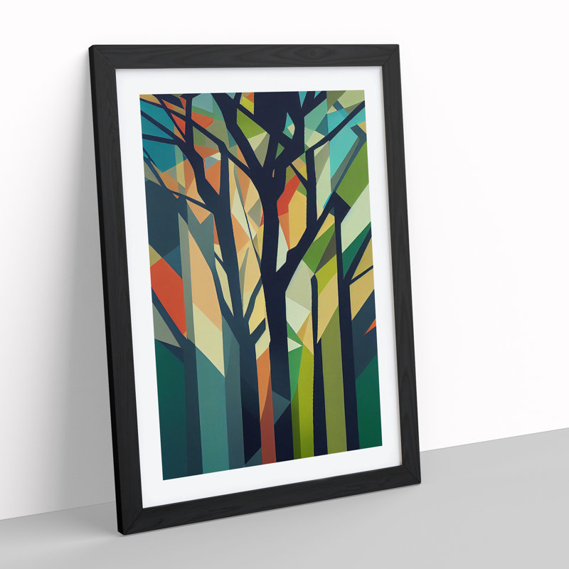 Abstract Art Tree No.1 - Single Picture Frame Print, 64cm H x 46cm W x 2cm D, Black