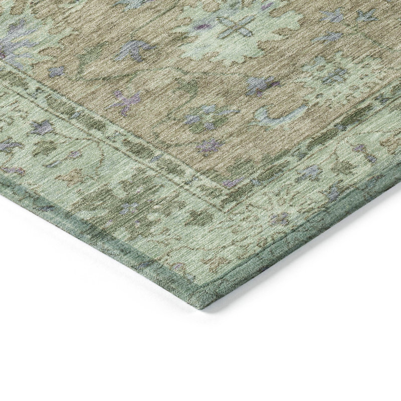 Tapis intérieur / extérieur brun lavable à la machine Xhevrie, Rectangle 1 pi 8 po x 2 pi 6 po
