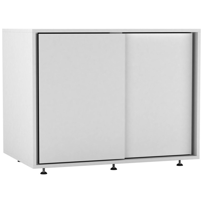 2-Door Sliding Chest Black Cabinet SIDEBOARD Closet Storage Cupboard Organiser w/ Feet, White