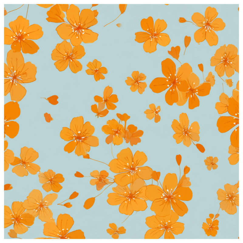 Couvre-lit matelassé Orange Cherry Blossoms, Lit simple