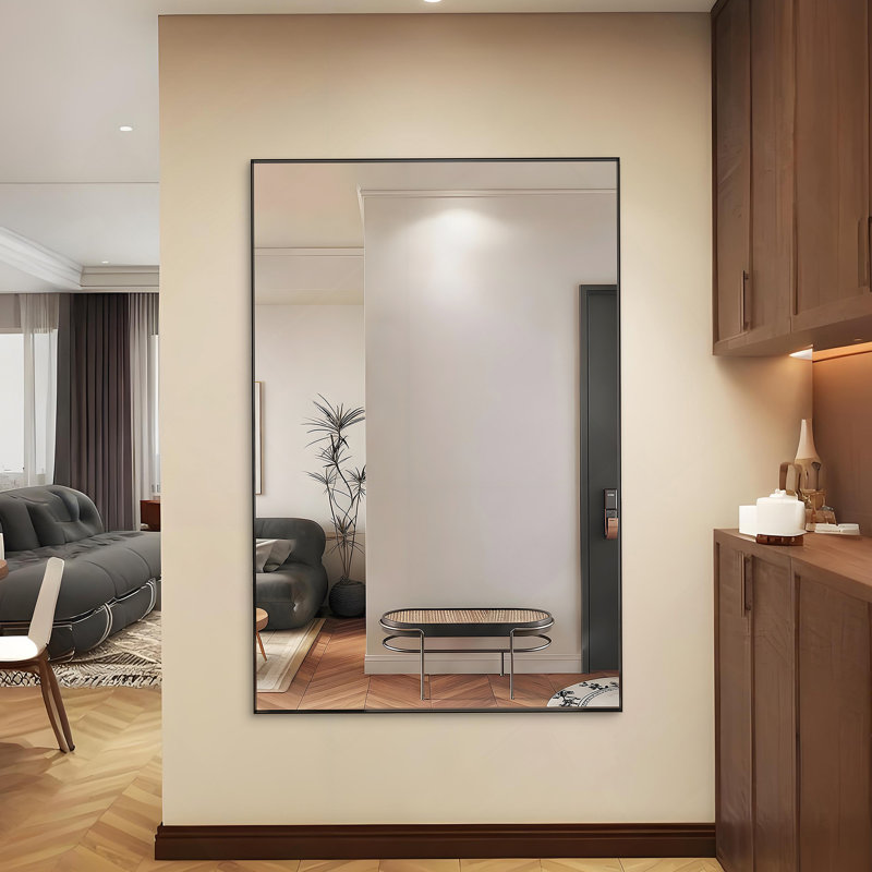 Oversized Bathroom Mirror  Wall Mount Mirror,Vertical Horizontal Hanging Aluminum Framed Wall Mirror Full Length Mirror,Full Body Mirror for Bedroom Living Room,Black,72x48 Inches