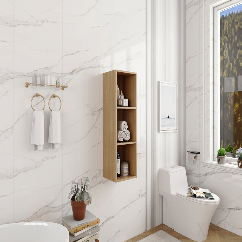 Petites tablettes de rangement murales de 12 pouces, convenant à une petite salle de bain, bureau, pièce de rangement, chêne d'origine (emballage Kd)