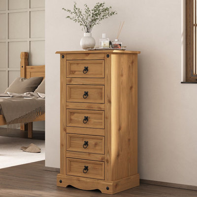 Canaseraga Solid Wood 53cm W 5 - Drawer Chest of Drawers