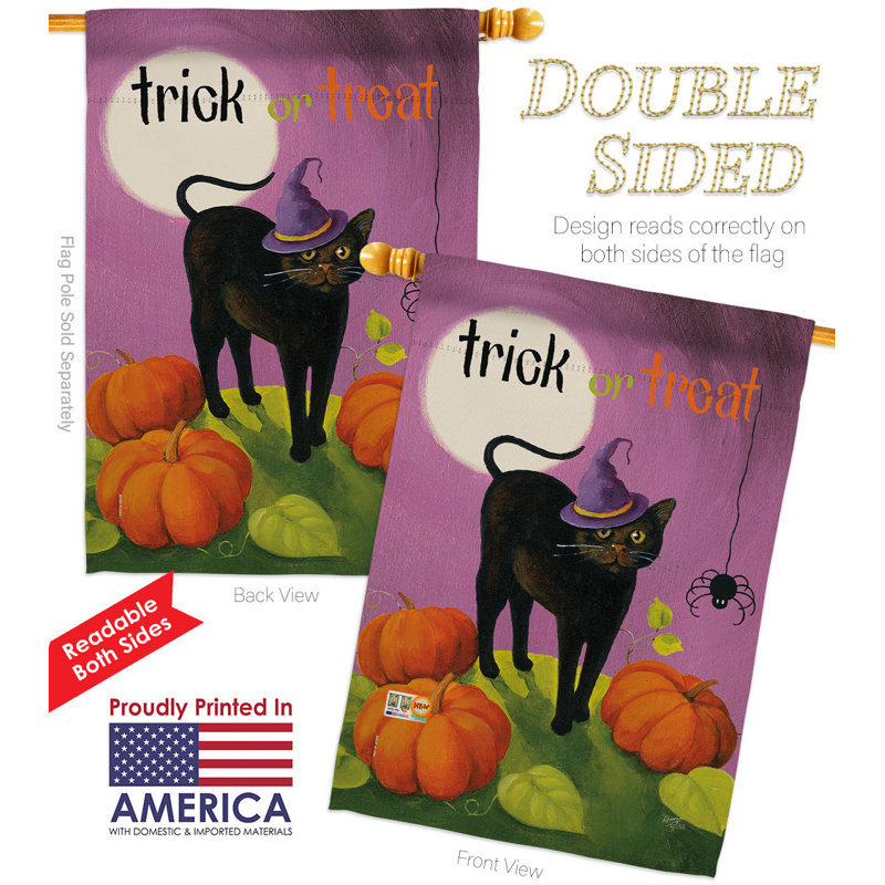 Drapeau d'Halloween chat en polyester 40 x 28 po
