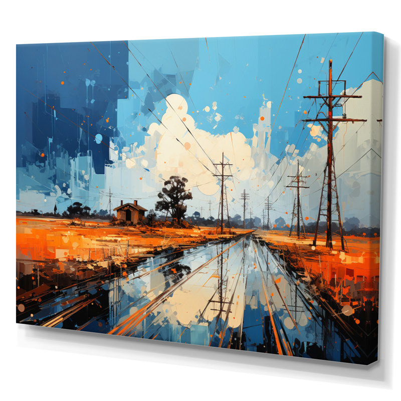Power Lines Electric Intersections II - Power Lines Wall Art Prints, Toile tendue, H 30 po x l 40 po x P 1,5 po