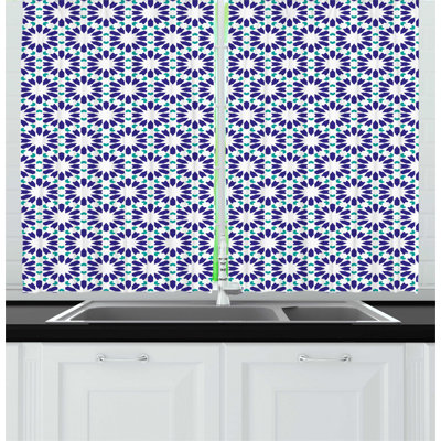 Dark Blue/Blue Kitchen Curtain
