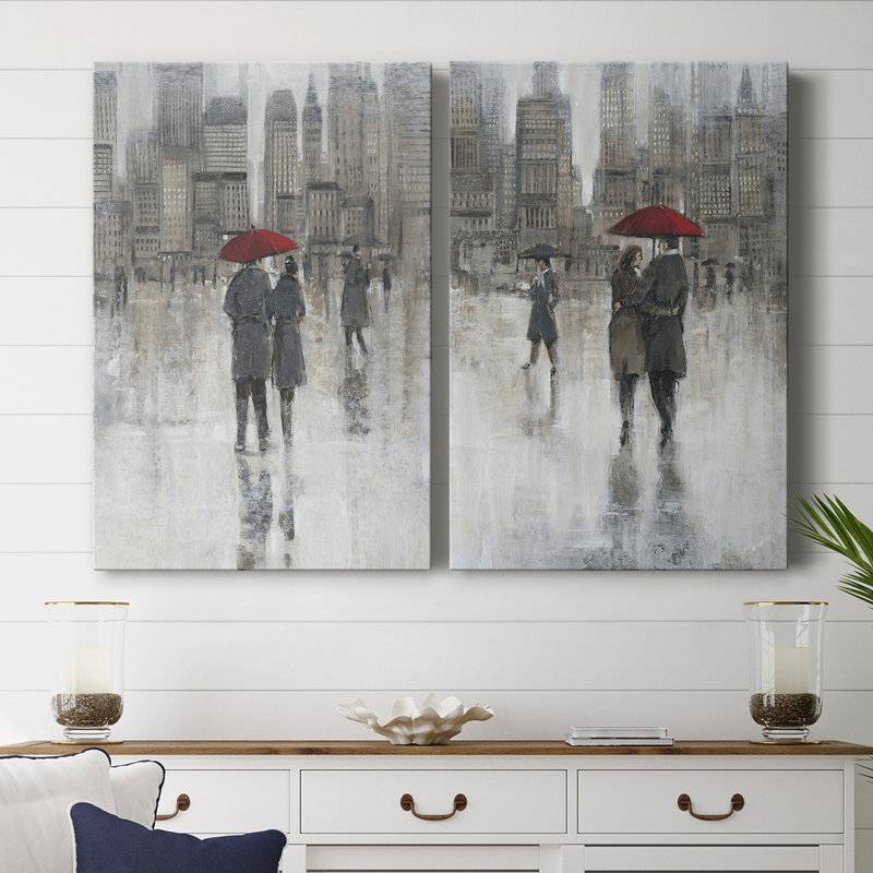 Rain in The City I - Toile tendue avec châssis de qualité supérieure - Prêt à accrocher, H 36 po x l 24 po