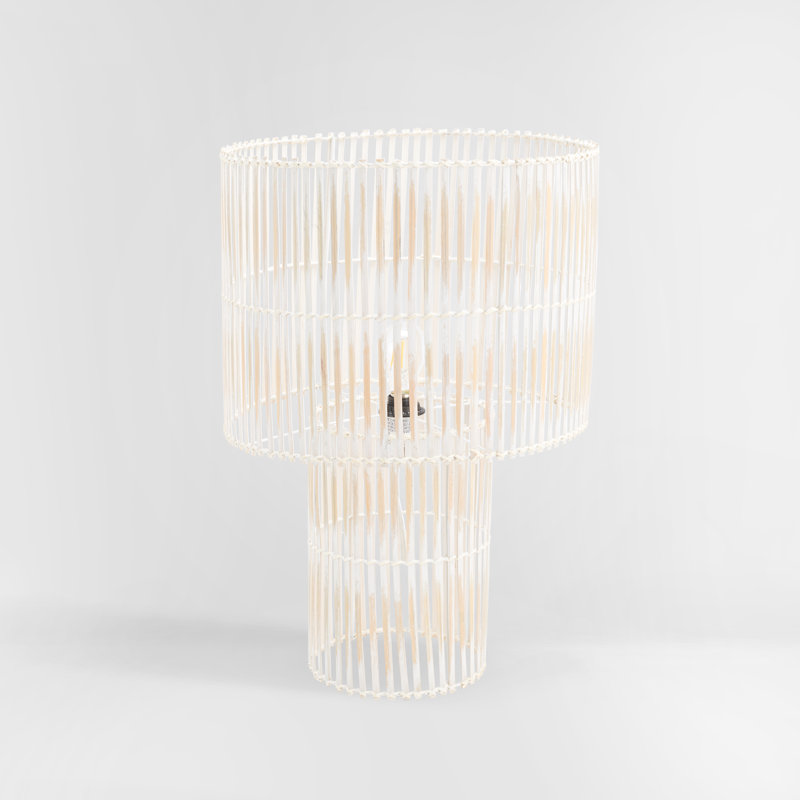 Uguna Wicker/Rattan Table Lamp, White Washed