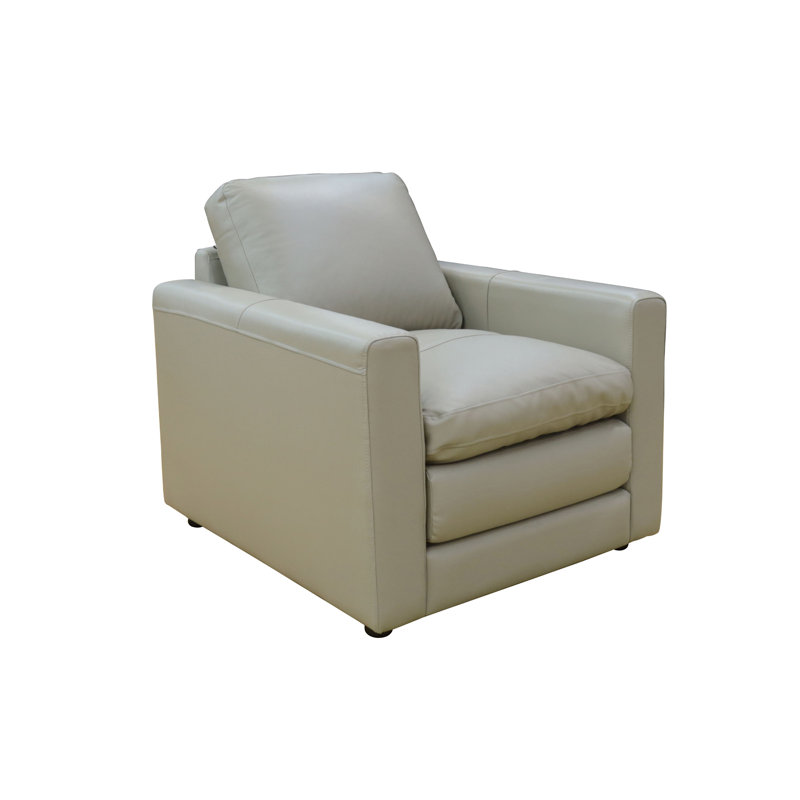Fauteuil de salon rembourré en cuir avec coussin et coussin de dossier