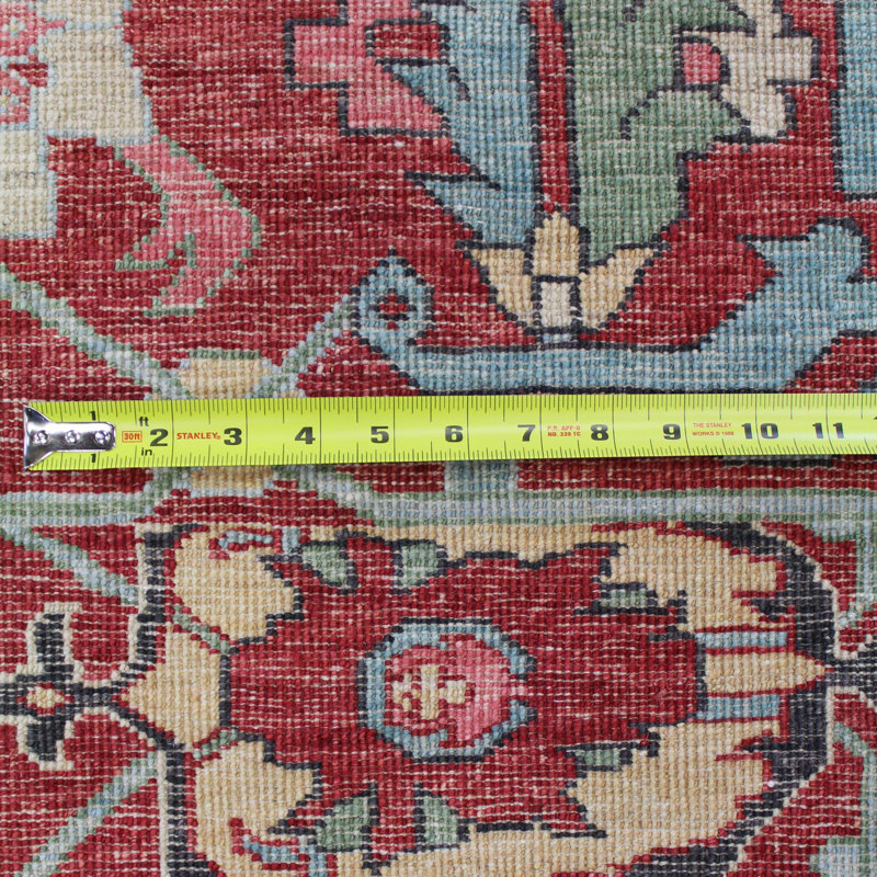 Tapis bleu en laine noué à la main de conception unique 10 pi x 13 pi 10 po New Age