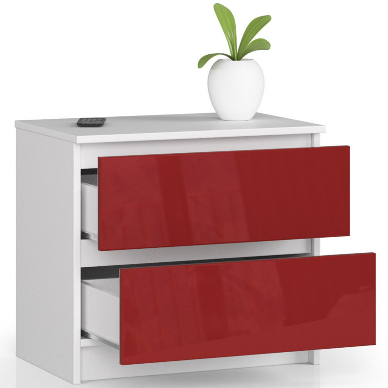 Eldrid 60cm W 2 - Drawer Chest of Drawers, Red Gloss