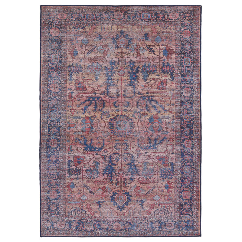 Ainsworth Medallion Blue/ Pink Area Rug (3'11"X6'), Rectangle 3'11" x 6'