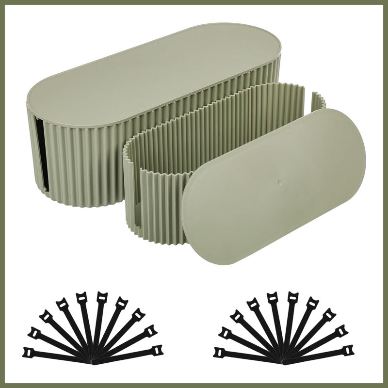 Lot de 2 boîtes de rangement de câbles, petite et grande, cache-câbles verts, organisateur de multiprises pour la maison et le bureau