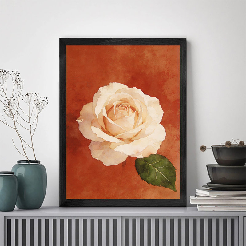 «Black», peinture florale rétro encadrée noire: roses neutres, impression d'art mural, impression sur le thème de la Saint-Valentin