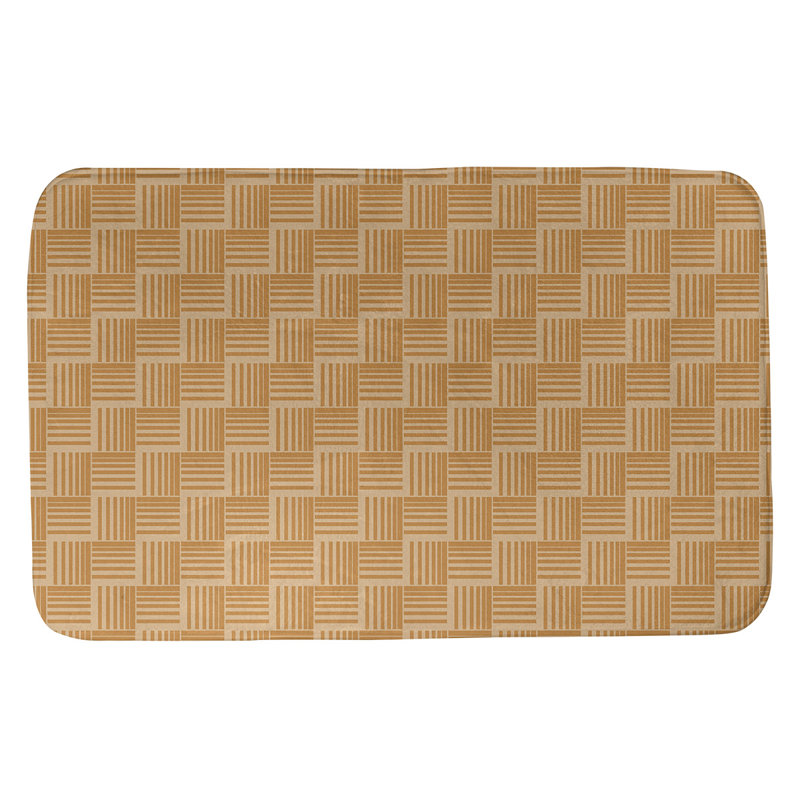 Tapis de bain géométrique antidérapant rectangulaire à rayures baskettressées, l 21 po x L 34 po, Orangé
